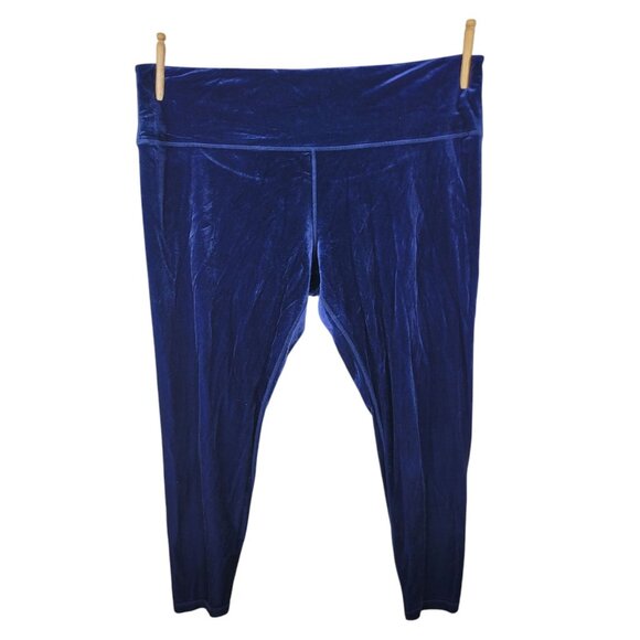 Athleta Elation Velvet Tight Plus Size 3X High Rise Stretch Royal Blue Velour - Picture 1 of 5